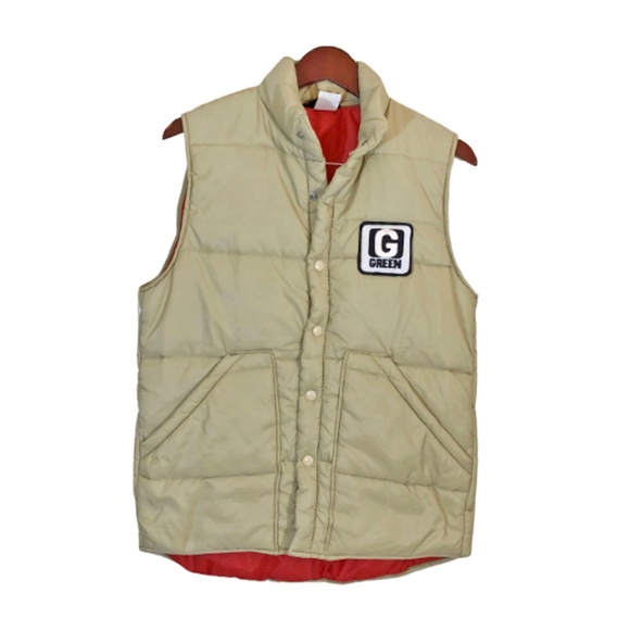 VINTAGE PUFFER BEIGE VEST Size S - Picture 1 of 4